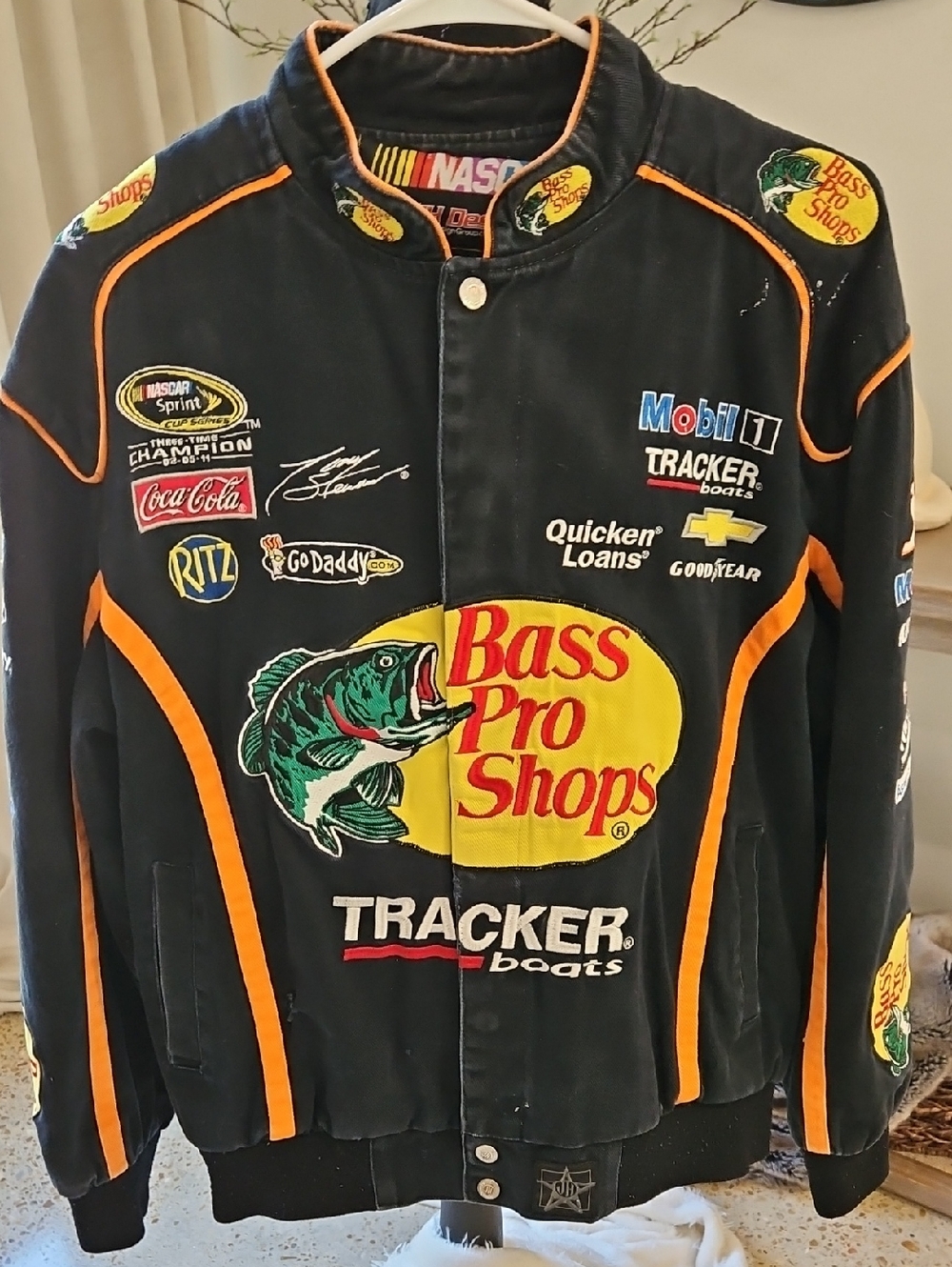 TONY STEWART Signed JH Design Bass Pro Shops Racing Jacket. Size L